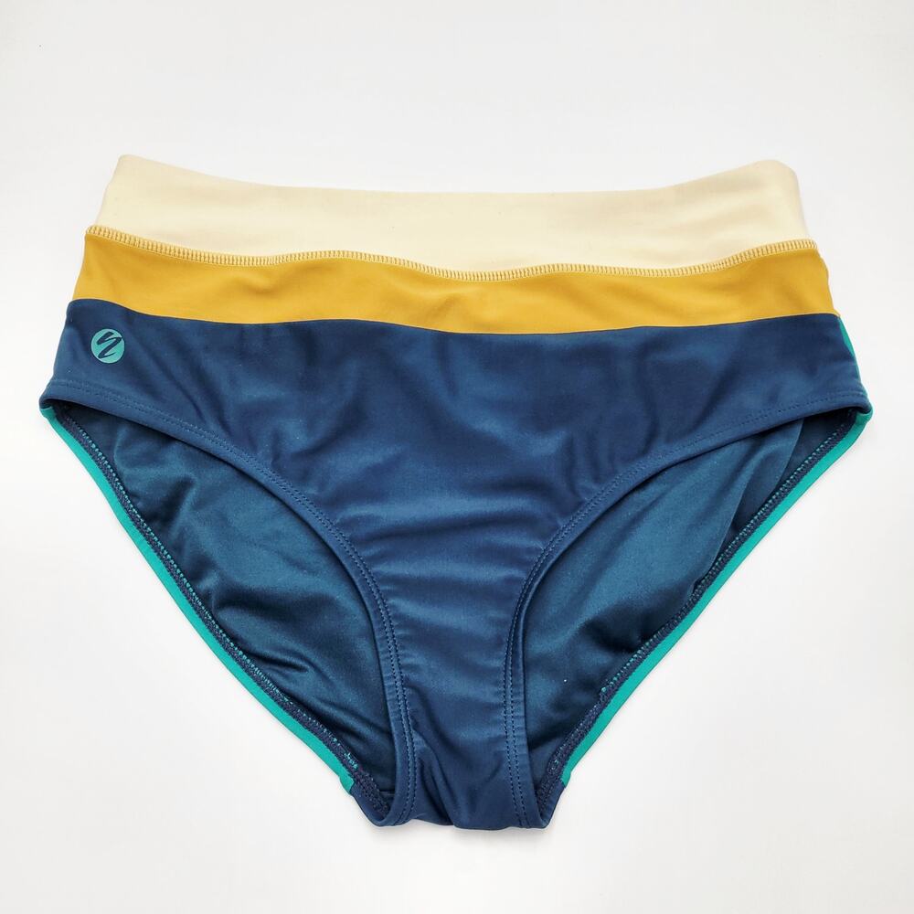 Nani Swimwear Colorblock Blue Green Gold Cream Bikini Swim Bottom Women's Size S